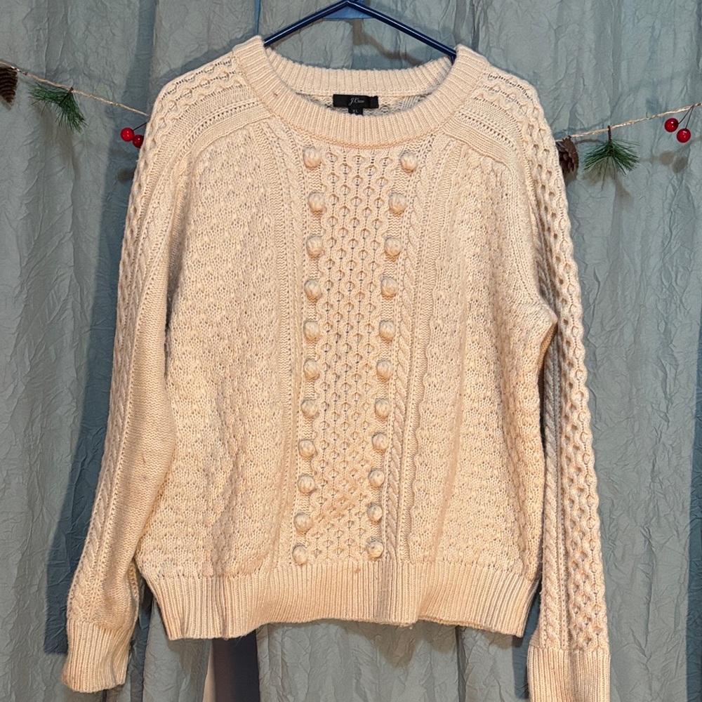 J. Crew Ivory Textured Knit Sweater